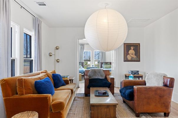 Interior, Living room, Pendant Lights, Wood Texture Flooring
