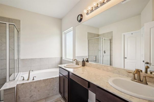 Bathroom, Dual Sink Vanities, Glass Shower, Interior