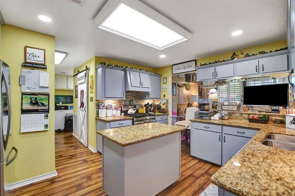 Interior, Kitchen, Recessed Lighting, Wood Texture Flooring