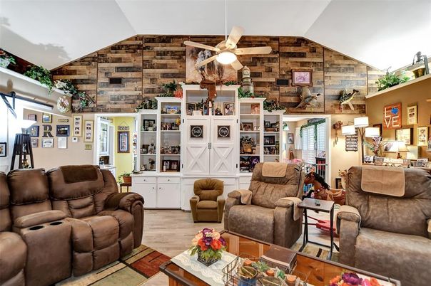 Fireplace, Interior, Living room, Stone Walls, Wood Texture Flooring, Wooden Walls