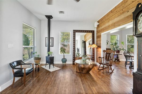 Dining room, Fireplace, Interior, Wood Texture Flooring