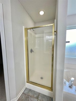 Bathroom, Glass Shower, Interior, Recessed Lighting