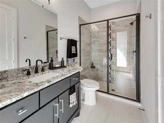 Bathroom, Dual Sink Vanities, Glass Shower, Interior