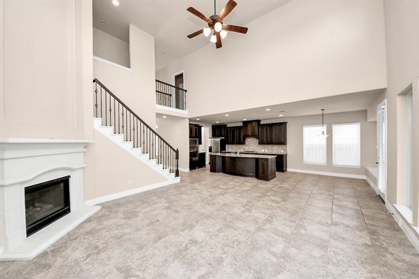 Fireplace, Interior, Kitchen, Pendant Lights, Recessed Lighting