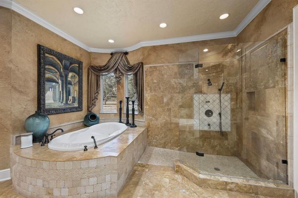 Bathroom, Glass Shower, Interior, Recessed Lighting