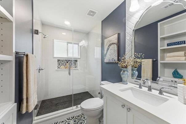 Bathroom, Glass Shower, Interior, Recessed Lighting