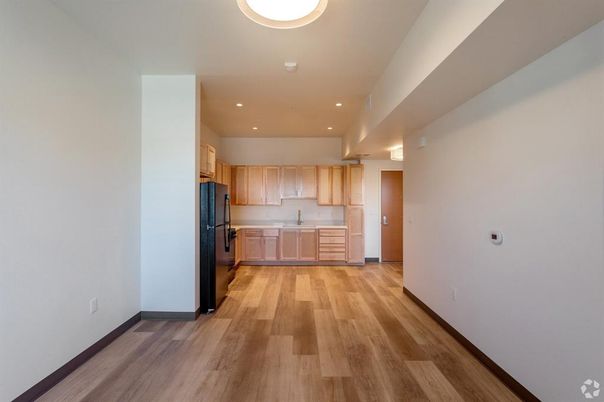 Interior, Kitchen, Recessed Lighting, Wood Texture Flooring