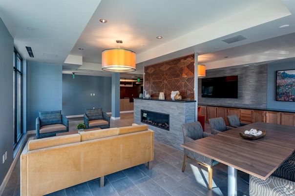 Dining room, Fireplace, Interior, Living room, Pendant Lights, Recessed Lighting