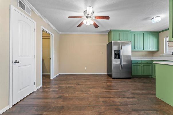 Interior, Kitchen, Stainless Steel Appliances, Wood Texture Flooring