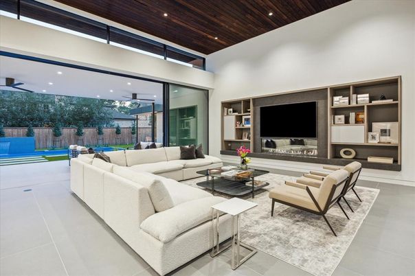 Interior, Living room, Recessed Lighting, Wooden Ceilings