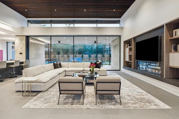 Interior, Living room, Recessed Lighting, Wooden Ceilings