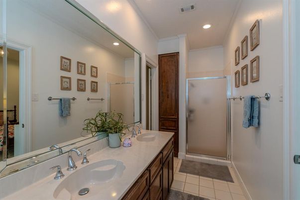 Bathroom, Dual Sink Vanities, Glass Shower, Interior, Recessed Lighting