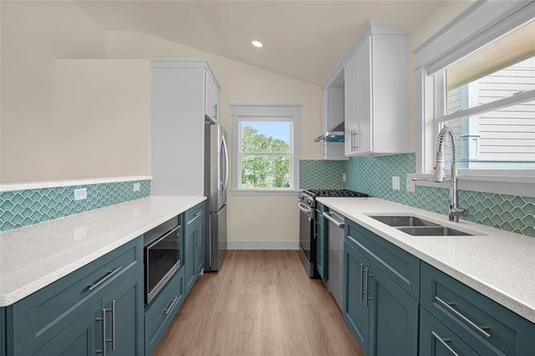 Interior, Kitchen, Recessed Lighting, Wood Texture Flooring