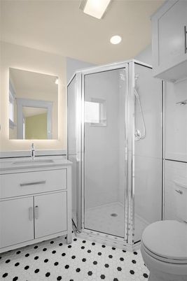 Bathroom, Glass Shower, Interior, Recessed Lighting