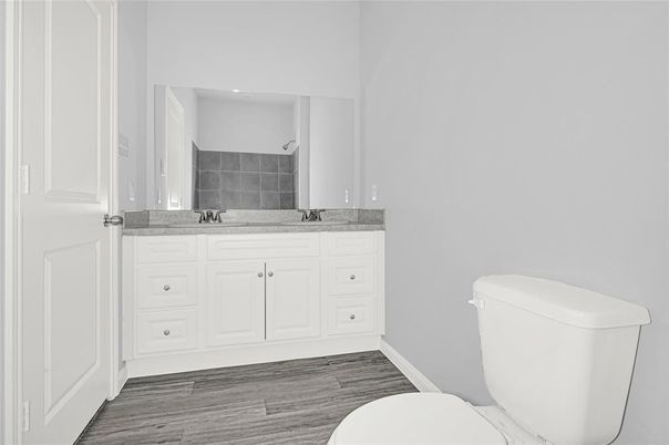 Bathroom, Interior, Recessed Lighting, Wood Texture Flooring