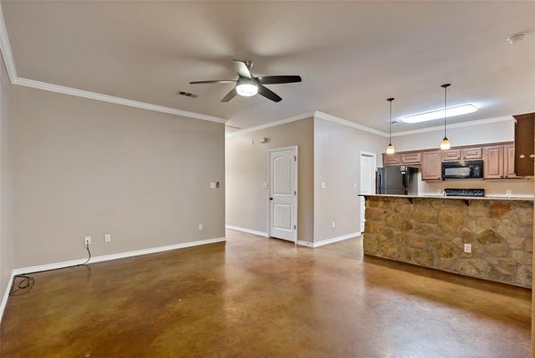 Empty room, Interior, Kitchen, Pendant Lights