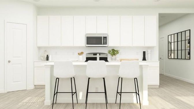 Interior, Kitchen, Recessed Lighting, Wood Texture Flooring