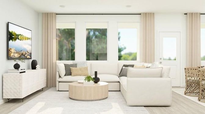 Interior, Living room, Recessed Lighting, Wood Texture Flooring