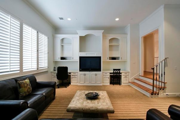 Home Office, Interior, Recessed Lighting, Wood Texture Flooring