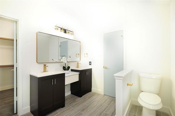 Bathroom, Dual Sink Vanities, Interior, Wood Texture Flooring