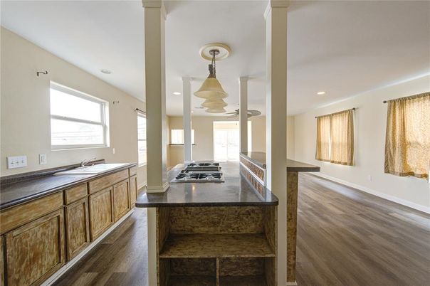 Interior, Kitchen, Pendant Lights, Recessed Lighting, Wood Texture Flooring