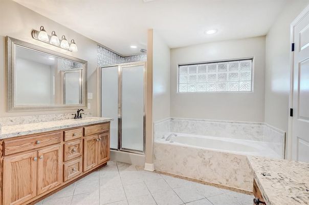 Bathroom, Glass Shower, Interior, Recessed Lighting