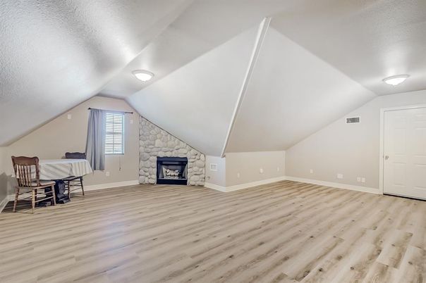 Dining room, Fireplace, Interior, Wood Texture Flooring