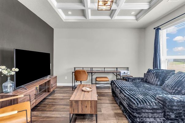 Interior, Living room, Recessed Lighting, Wood Texture Flooring
