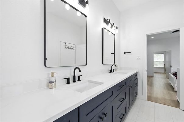 Bathroom, Dual Sink Vanities, Interior, Wood Texture Flooring