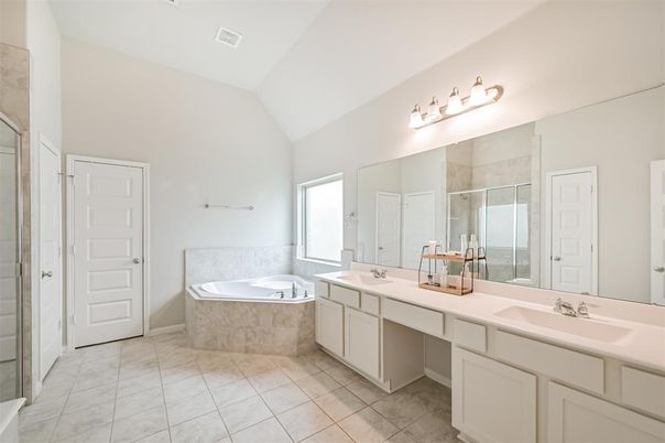 Bathroom, Dual Sink Vanities, Glass Shower, Interior