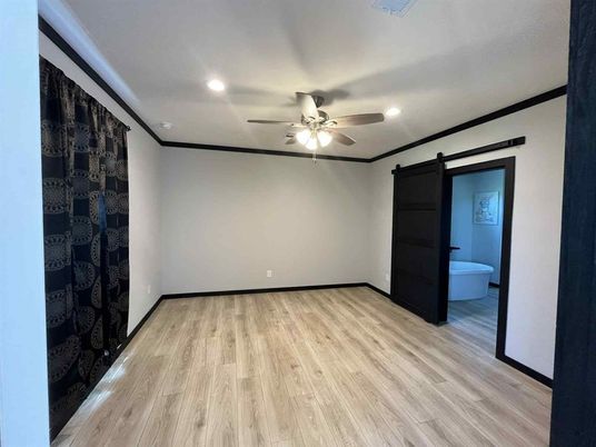 Bathroom, Empty room, Interior, Recessed Lighting, Wood Texture Flooring