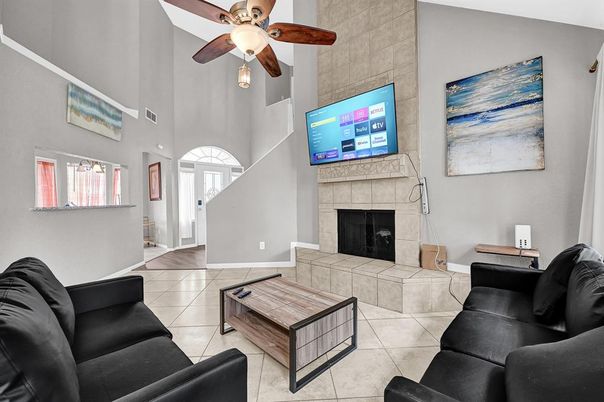 Fireplace, Interior, Living room, Stone Walls