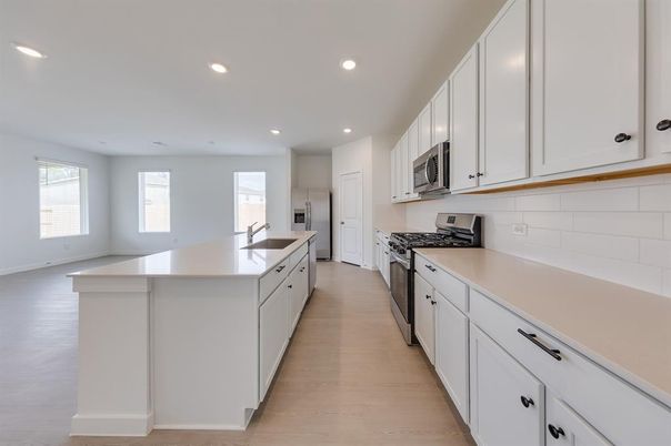 Interior, Kitchen, Recessed Lighting, Wood Texture Flooring