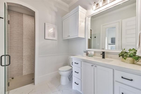 Bathroom, Glass Shower, Interior, Marble, Stone Walls