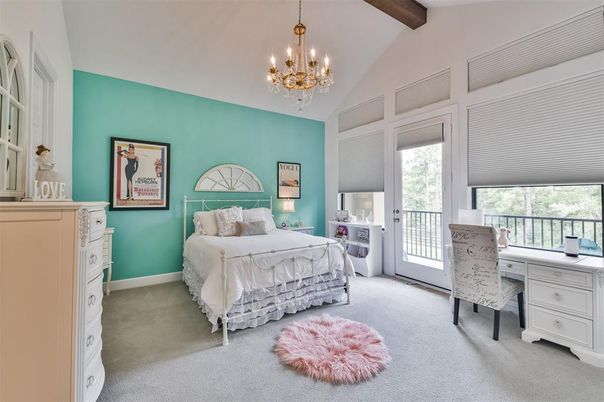 Bedroom, Chandelier, Home Office, Interior, Wooden Beams