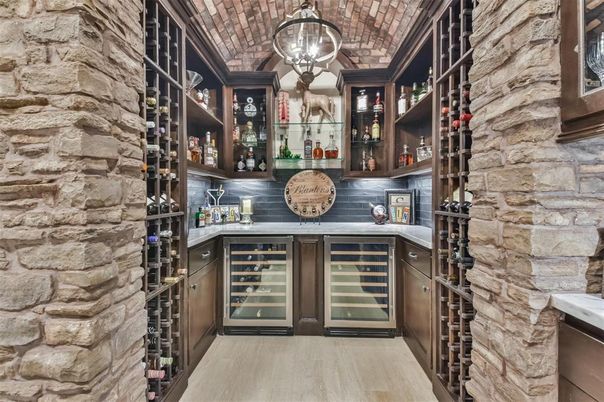 Interior, Stone Walls, Wine Storage, Wood Texture Flooring