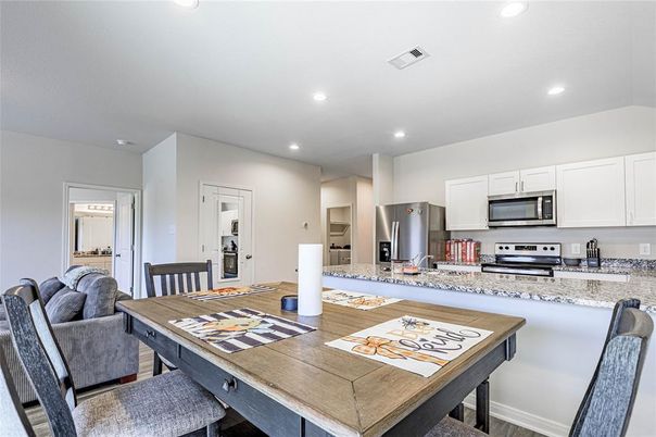 Dining room, Interior, Kitchen, Recessed Lighting, Stainless Steel Appliances