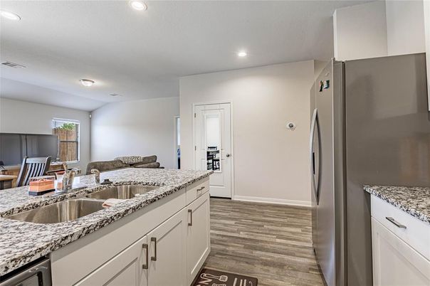 Interior, Kitchen, Recessed Lighting, Wood Texture Flooring