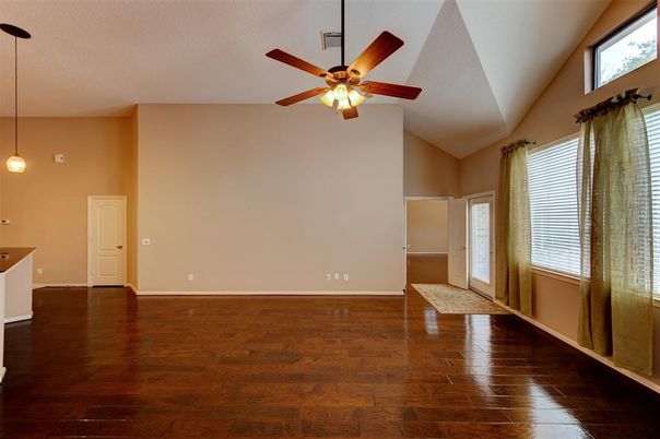 Empty room, Interior, Pendant Lights, Wood Texture Flooring