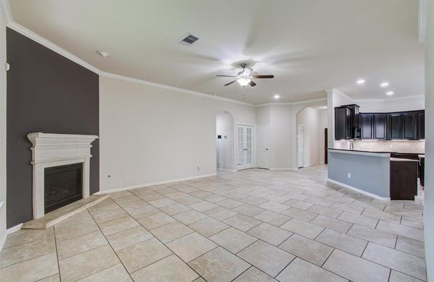 Empty room, Fireplace, Interior, Kitchen, Recessed Lighting