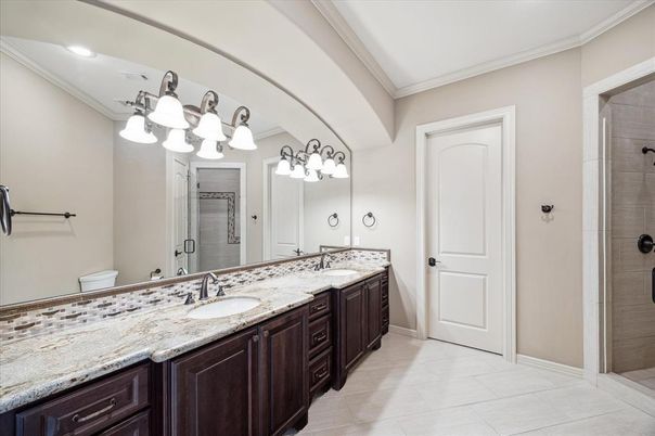 Bathroom, Dual Sink Vanities, Glass Shower, Interior, Recessed Lighting