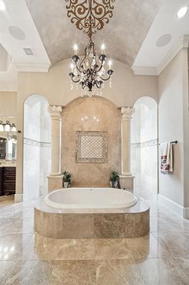 Bathroom, Chandelier, Interior, Recessed Lighting