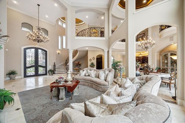 Chandelier, Interior, Living room, Recessed Lighting