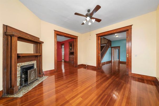 Empty room, Fireplace, Interior, Wood Texture Flooring