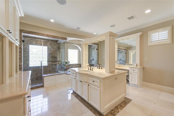 Bathroom, Glass Shower, Interior, Recessed Lighting