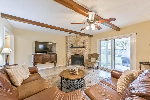 Fireplace, Interior, Living room, Stone Walls, Wooden Beams