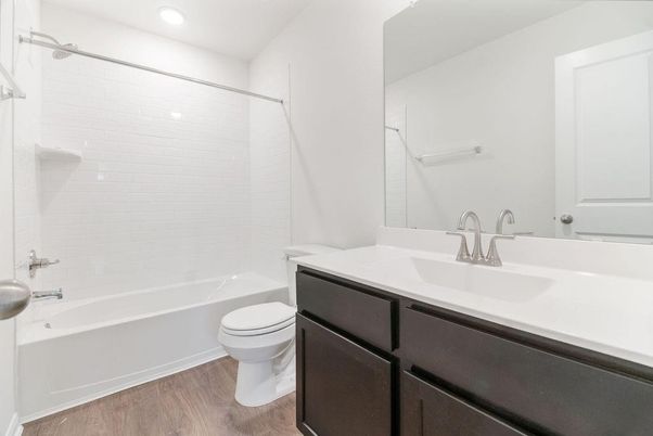 Bathroom, Interior, Recessed Lighting, Wood Texture Flooring