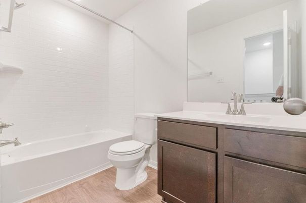Bathroom, Interior, Recessed Lighting, Wood Texture Flooring