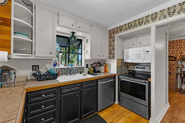 Interior, Kitchen, Stainless Steel Appliances, Wood Texture Flooring