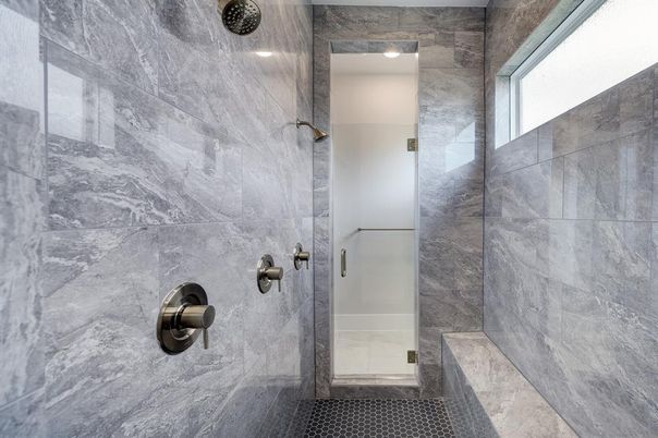 Bathroom, Glass Shower, Interior, Marble Walls